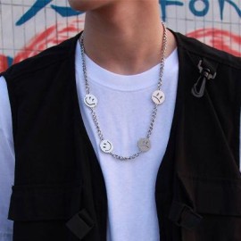 Smile Face Titanium Steel Cuban Necklace