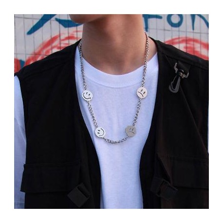 Smile Face Titanium Steel Cuban Necklace