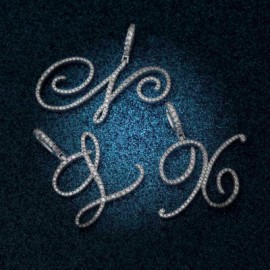 Cursive Style A to Z Initial Letters Pendant in White Gold