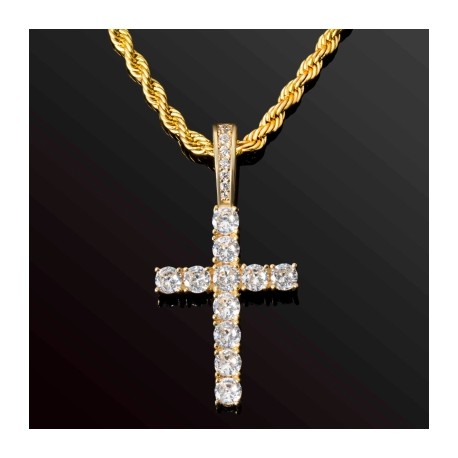 Brilliant Cut Cross Pendant in Gold