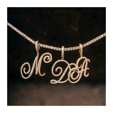 Cursive Style A to Z Initial Letters Pendant in Gold