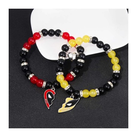 Patchwork Heart Best Friend Bead Elastic Bracelet