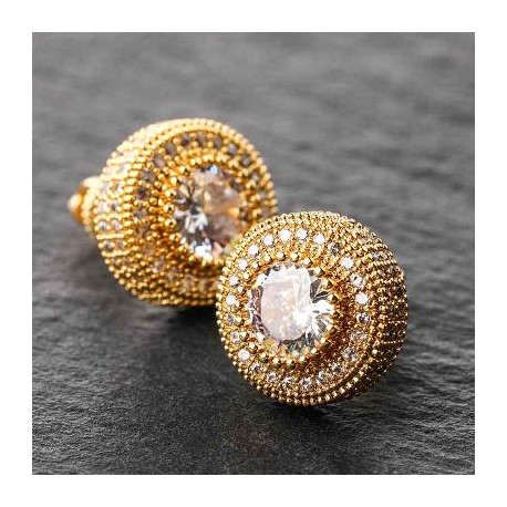 Iced Three Rows Halo Stud Earring