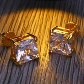 Radiant Cut Stud Earring in Gold