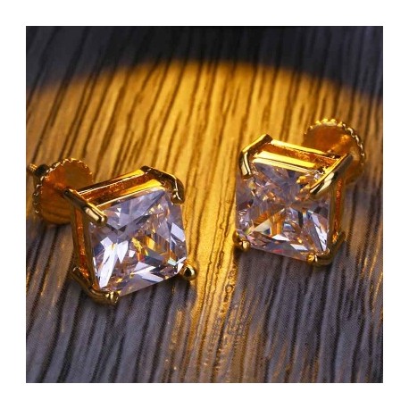 Radiant Cut Stud Earring in Gold
