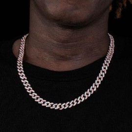 8mm White&Pink Two Tone Cuban Link Chain
