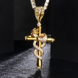 Double Twisted Snake Cross Pendant