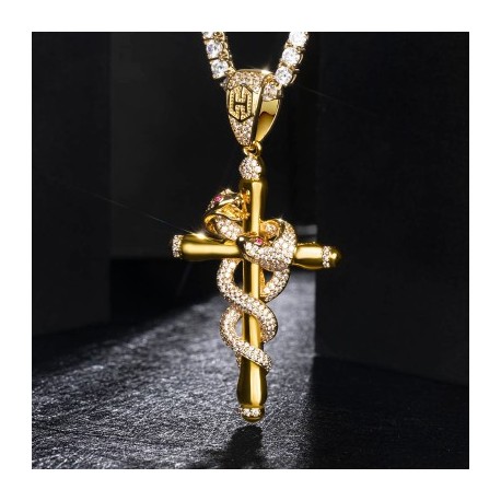 Double Twisted Snake Cross Pendant