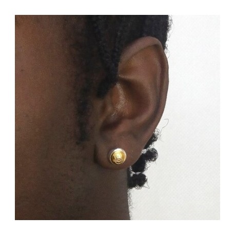 Black 8 Billiard Ball Two Color Stud Earrings