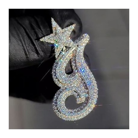Iced A-Z Initials Letters Pendants with Star Clasp