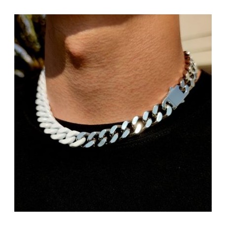 13mm Titanium Steel Lacquered Two-color Cuban Necklace
