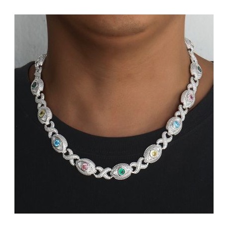 14mm Eyes Infinity Sign Fancy Color Diamond Necklace