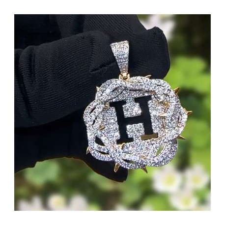 Skeleton Letter Crown of Thorns Pendant