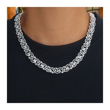 Tapered Baguette Cut Black Diamonds Infinity Sign Necklace
