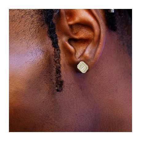 Baguette & Round Cut Octagonal Stud Earrings