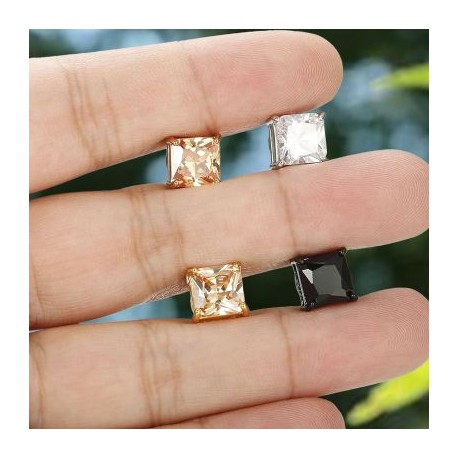 Princess Cut Magnetic Non-Piercing Stud Earrings