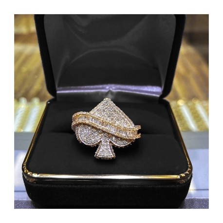 Iced Out Baguette Cut Spade Ring