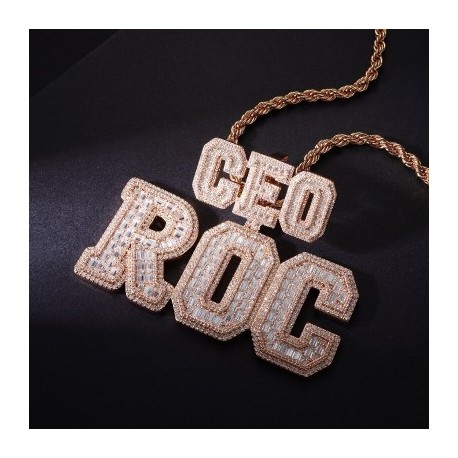 Iced Out Custom Buckle Baguette Cut Letters Pendant