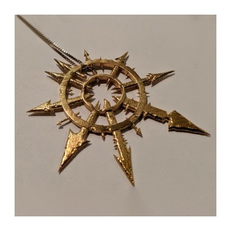 Spiky Star Round Pendant in Gold