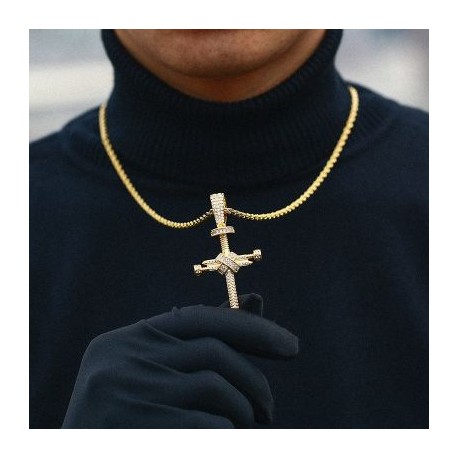 Iced Out Nail Cross Pendant