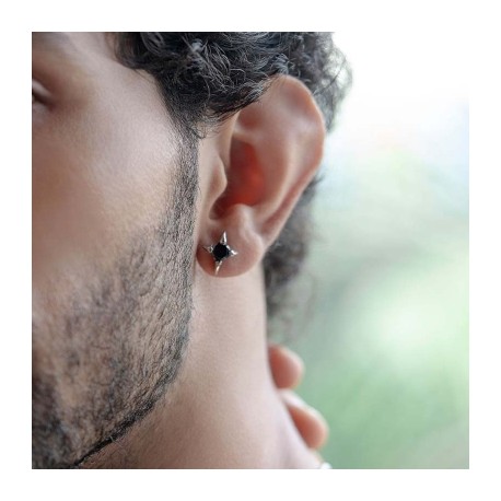 Quadrangle Star Black Diamond Earrings