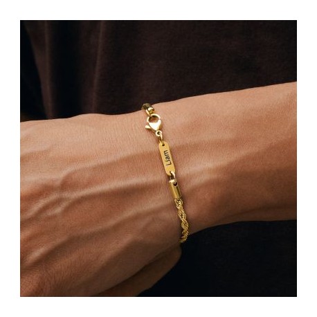 3mm Custom Name Rope Bracelet in Gold