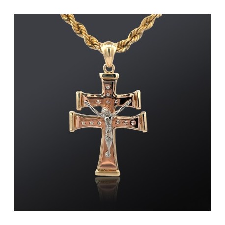 Iced Out Lorraine Cross Jesus Pendant