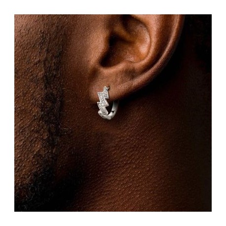 Iced Out Lightning Hoop Earrings