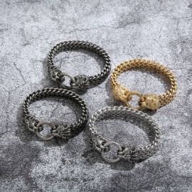 Lion Head Clasp Franco Bracelet