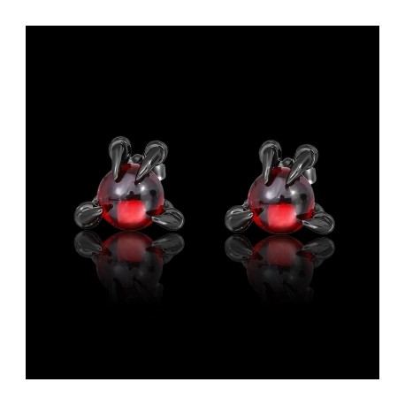 Red Bead Dragon Claw Earrings