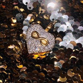 Iced Infinity Heart Urn Pendant in Gold