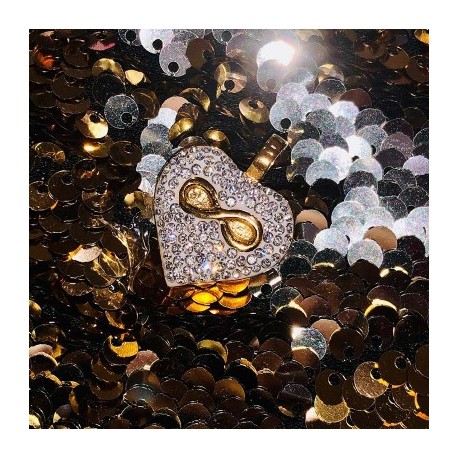 Iced Infinity Heart Urn Pendant in Gold