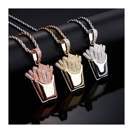 Iced Out French Fries Pendant for Men