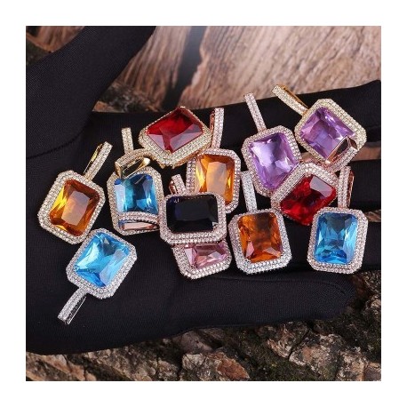 Iced Multicolor Cube Pendant