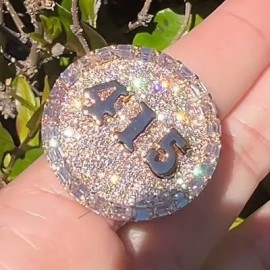 Iced Out Custom Number Round Ring